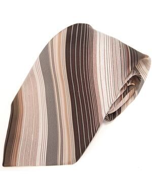 Vintage J. Riggins Tan Brown Striped 60's 70's Polyester Necktie Neck Tie
